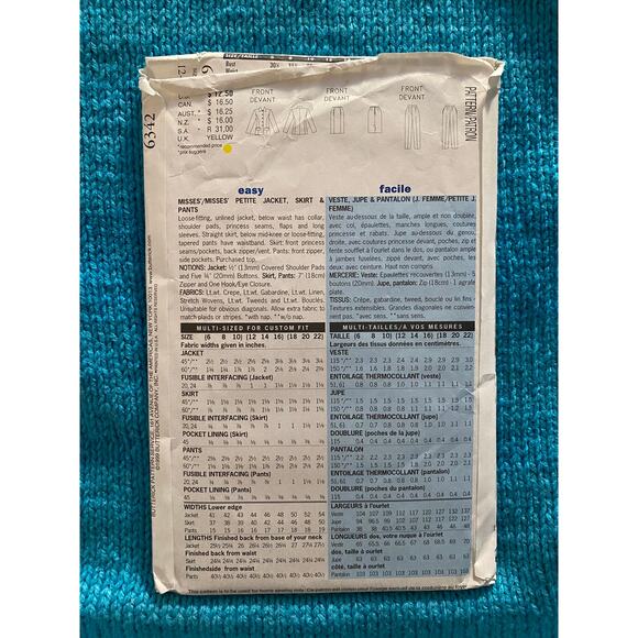 Butterick Sewing pattern 6342 Womens suit Blazer midi skirt sz 12 14 16 - Picture 5 of 8